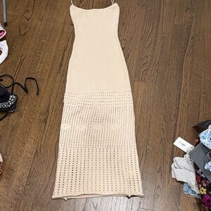 Chic Beige Knit Maxi Dress